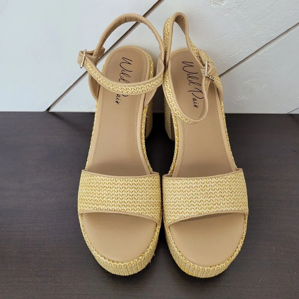NEW Wild Pair Vidaa Ankle-Strap Patchwork Pl Natural Raffia 12